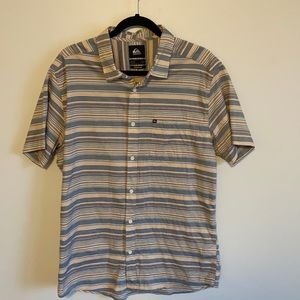 Quicksilver Striped SS Button Up- Size large